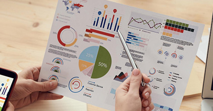 Close up shot of charts and graphs