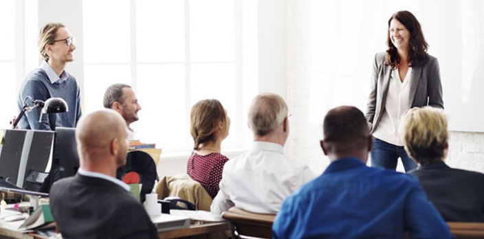 meeting being lead by a woman