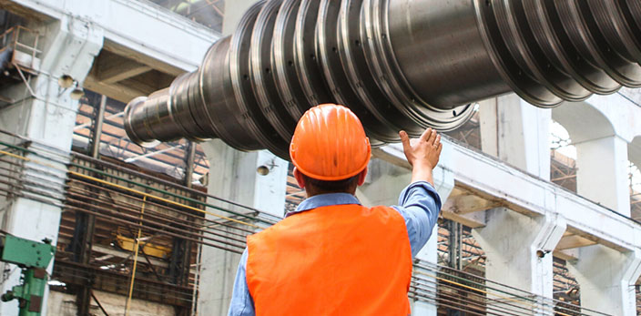 Man in manufacturing warehouse