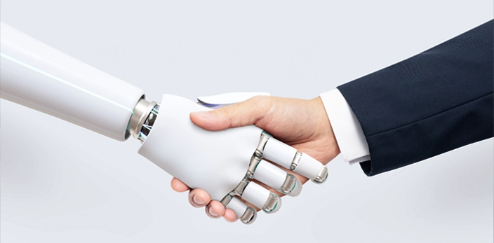 Umano e IA in L&D e valutazione_AI e Handshake umano