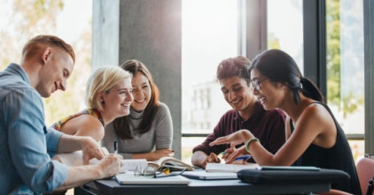 Group of students learning together